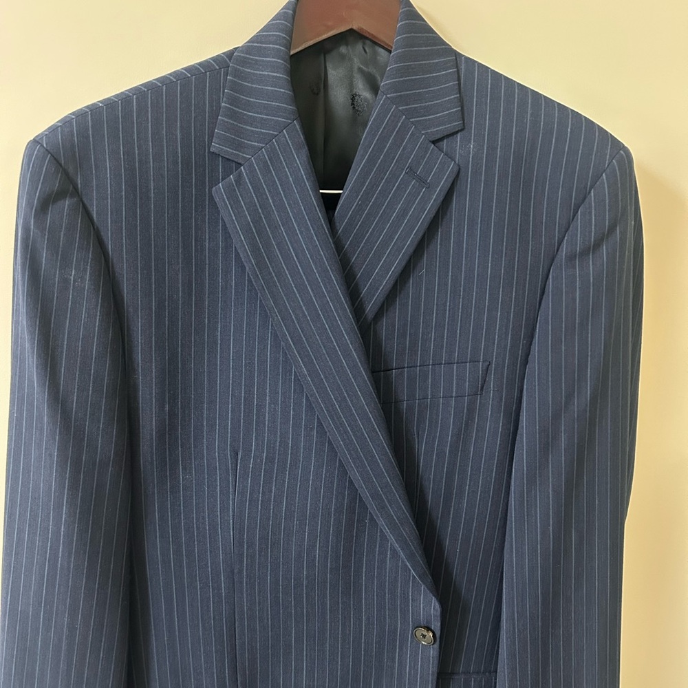 Ralph Lauren Dark Blue Striped Suit Jacket